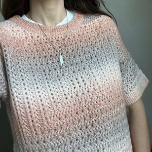 Super soft cozy boxy granny square knit crochet sweater top grannycore cottage M